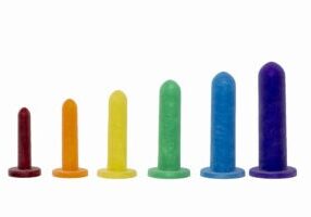 a set of vaginal dilators in different colors