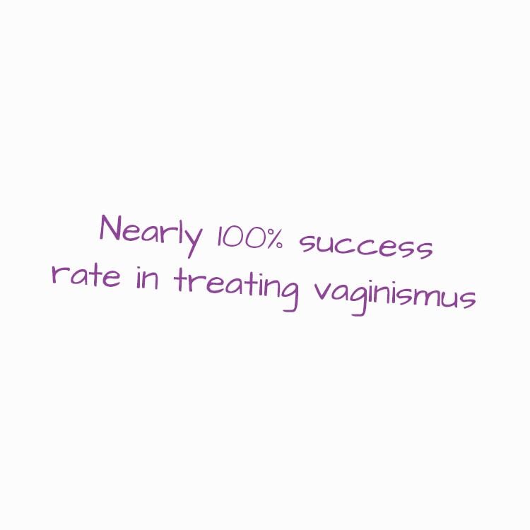 Circle image that says "Nearly 100% success rate in treating vaginismus"